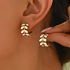 Elegant 201 Stainless Steel Leaf Stud Earrings LS-WA6314-1-1