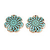 Dyed Synthetic Turquoise Flower Pendants TURQ-T004-25A-1