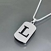 Rectangle with Laser Cut Letter 201 Stainless Steel Initial Pendant Necklaces WGA5E8C-12-1