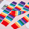 Rainbow Stripe Cotton Long Oversleeves for Clothing Protector AJEW-WH0009-20-4