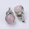 Natural Rose Quartz Pendants G-P350-A16-2