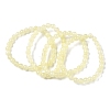 Natural Golden Silk Jade Round Beaded Stretch Bracelets for Women BJEW-F535-01B-4