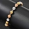 304 Stainless Steel Round Beaded Bracelets for Women Men BJEW-K240-10B-1