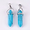Synthetic Turquoise Double Terminated Pointed Pendants G-P373-B01-2