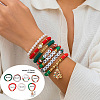 7pcs 7 Styles Christmas Theme Handmade Polymer Clay Hesihi & Imitation Pearl Beads Stretch Bracelet  & Handmade Polymer Clay Hesihi Beads Charm Bracelet Set for Women WG289FB-18-1