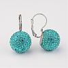 Polymer Clay Czech Crystal Disco Ball Leverback Earrings EJEW-L180-M-3