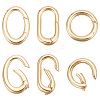 BENECREAT 6 Pcs 3 Styles Rack Plating Brass Spring Gate Rings KK-BC0009-73-1