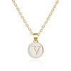 Alloy White Enamel Flat Round with Letter Pendant Necklaces FS-WG63565-22-1