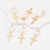 12Pcs Natural Cultured Freshwater Pearl & 201 Stainless Steel Pendants PALLOY-YW00147-2
