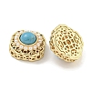 Brass & ABS Imitation Pearl & Synthetic Turquoise & Cubic Zirconia Flat Round Multi-Strand Links KK-Q820-33G-2