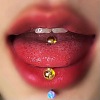 304 Stainless Steel with Acrylic Round Ball Straight Barbell Tongue Rings FS-WG99CB2-11-1