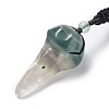 Natural Fluorite Plague Doctor Pendant Necklace with Nylon Rope NJEW-H009-01-02-3