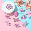 9Pcs 9 Styles Pink Series Enamel Pins JEWB-SZ0002-03-4