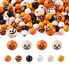 Craftdady 140Pcs Halloween Theme Painted Natural Wood Beads WOOD-CD0001-19-23