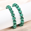 Natural Malachite Beaded Stretch Bracelets BJEW-A045-01B-1