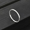 925 Sterling Silver Flat Beaded Finger Rings for Women RJEW-NH0002-01B-S-1