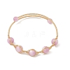 Natural Kunzite Horse Eye Herringbone Wire-Wrapped Open Cuff Bangles BJEW-JB14460-3