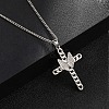 Brass Micro Pave Clear Zirconia Cross Pendant Necklaces NJEW-M211-05B-P-2