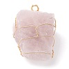 Rough Raw Natural Fluorite & Quartz Crystal & Rose Quartz Pendants PALLOY-JF00586-2