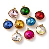 High Polished 316 Stainless Steel Faceted Glass Pendants STAS-K258-46G-1