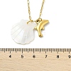 Summer Beach Natural Shell & 304 Stainless Steel Pendant Necklaces for Women NJEW-P323-01A-G-5