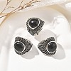 Natural Obsidian Adjustable Rings RJEW-I108-03AS-12-1