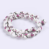 Handmade Flower Printed Porcelain Ceramic Beads Strands PORC-J006-D08-3