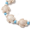 Adjustable Synthetic Turquoise Sea Turtle Beads Braided Bead Bracelets for Women BJEW-JB13584-4