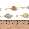 Natural Crazy Agate Faceted Flat Round Beaded Chain Necklaces with Matte Brass Beads GG-CBA37F5-01G-09-5