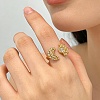 304 Stainless Steel Rhinestone Cuff Open Rings RJEW-E302-04G-1