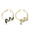 Brass Micro Pave Cubic Zirconia Hoop Earrings KK-R137-024A-NF-3