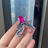 Octopus Alloy with Rhinestone Brooch for Backpack Clothes PW-WG2CCB5-01-2