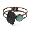 Natural Amazonite & Labradorite Hinged Bangles BJEW-A015-02R-3