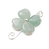 Natural Green Aventurine Copper Wire Wrapped Shamrock Pendants PALLOY-JF02970-01-3