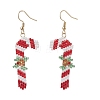 304 Stainless Steel Glass Christmas Theme Dangle Earrings EJEW-MZ00527-04-3