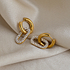 304 Stainless Steel Rhinestone Hoop Dangle Earrings for Women UW7347-5