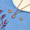 5 Pieces Heart Brass Charm with Pink Cubic Zirconia Valentine's Day Pendant Love Charm Pendant for Jewelry Earring Making Crafts JX384A-3