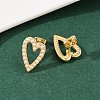 Brass ABS Plastic Pearl Hollow Heart Stud Earrings EJEW-L275-14G-01-2