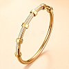 304 Stainless Steel Micro Pave Clear Cubic Zirconia Hexagon Hinged Cuff Bangles for Women WGDBD4E-02-1