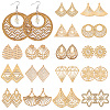   32Pcs Set 16 Styles Laser Cut Wooden Hollow Big Pendants FIND-PH0006-97-1