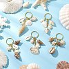 Ocean Style Natural Shell with Synthetic Turquoise Keychains KEYC-JKC01231-1