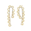 Brass Rhinestones Stud Earrings AJEW-D307-01G-2