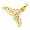 Whale Tail Rack Plating Brass Micro Pave Cubic Zirconia Pendants Charms KK-S396-19-2