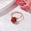 Valentine's Day Rose Natural Red Jasper Finger Rings RJEW-JR00813-03-2