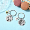 Teacher's Day Gift 201 Stainless Steel Flat Round with Word Keychains KEYC-FS0001-09-6