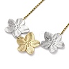 304 Stainless Steel Triple Flowers Pendant Box Chain Necklaces NJEW-K389-03GP-2