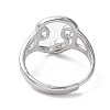 304 Stainless Steel Hollow Abstract Face Adjustable Rings RJEW-D006-25P-3
