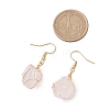 Natural Rose Quartz & 304 Stainless Steel Dangle Earrings for Women EJEW-JE06237-03-3