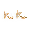 Brass Micro Pave Clear Cubic Zirconia Stud Earring Findings X-KK-S360-093A-NF-3