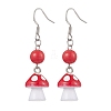 Mushroom & Round Plastic Dangle Earrings EJEW-JE05866-1